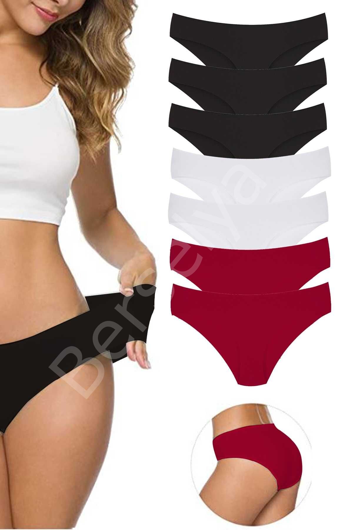 7 Adet Kadın Dikişsiz Lazer Kesim Esnek İz yapmayan Külot S8 XL-XXL