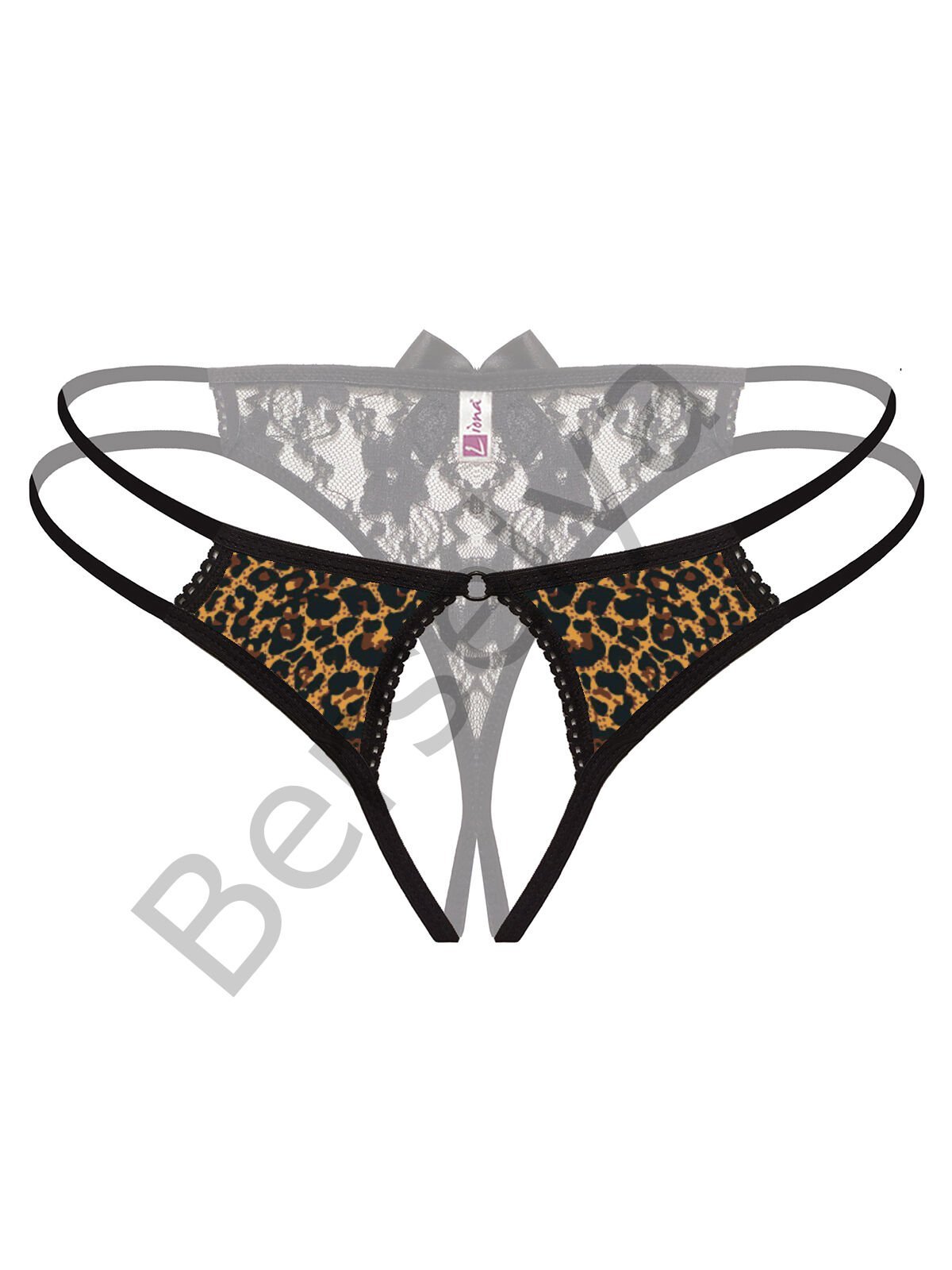 Özel Bölgesi Açık Leopar Desenli Fantazi Külot