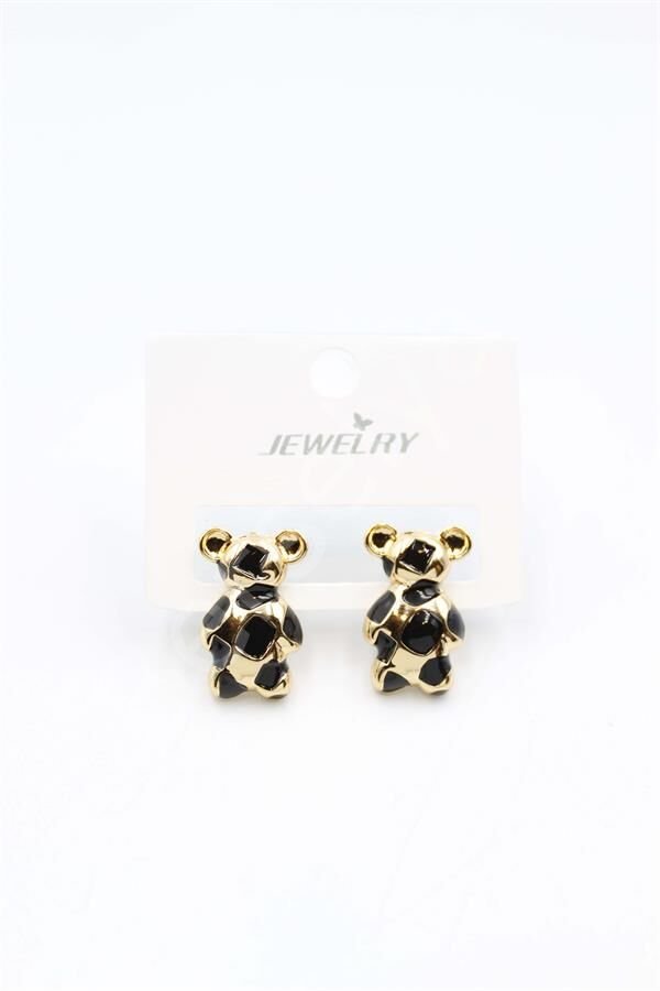 Mineli Ayıcık Küpe - Siyah