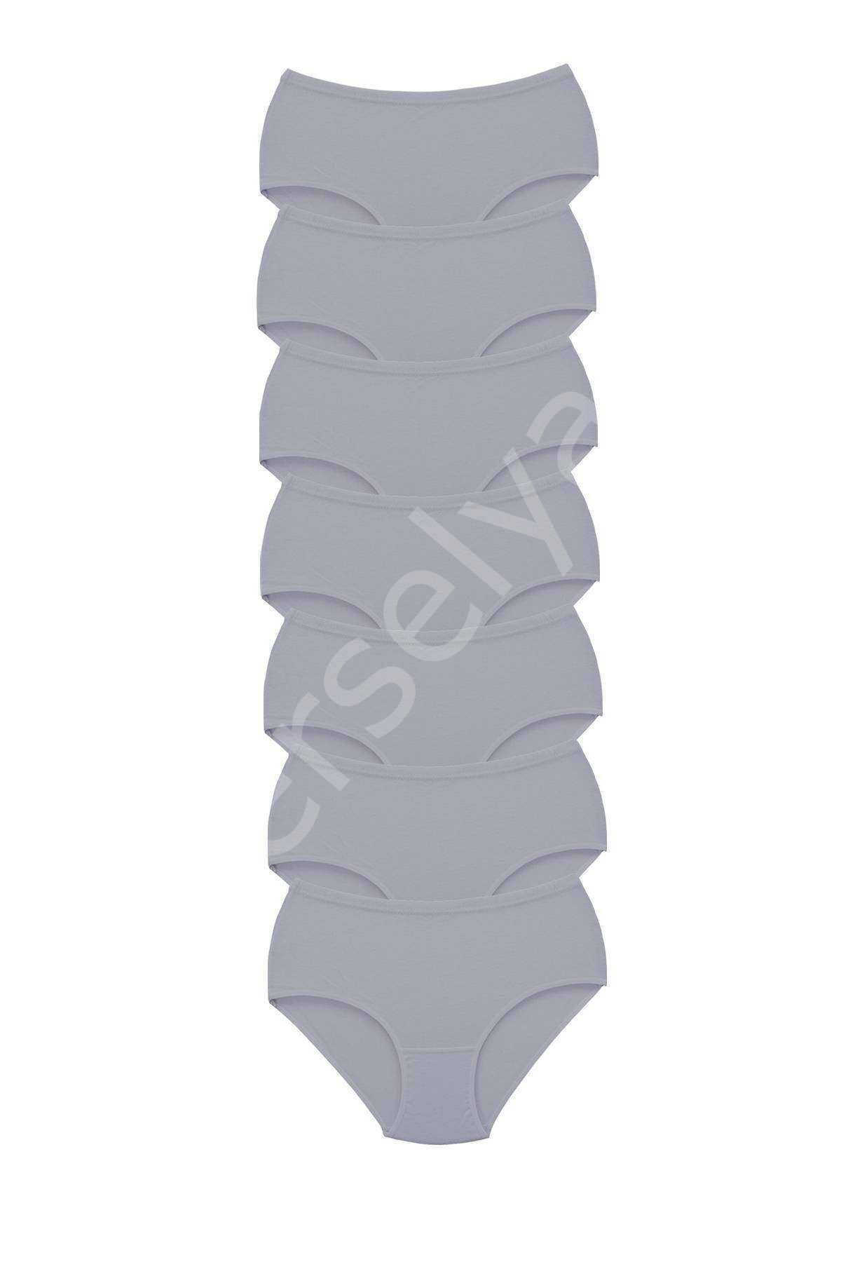 7 Adet Tutku Kadın Yüksek Bel Bato Kalın Lastik Külot Gri