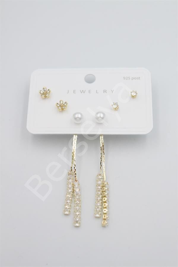 Çoklu Set Küpe - Altın