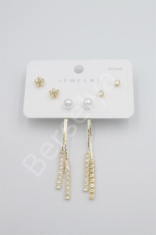 Çoklu Set Küpe - Altın