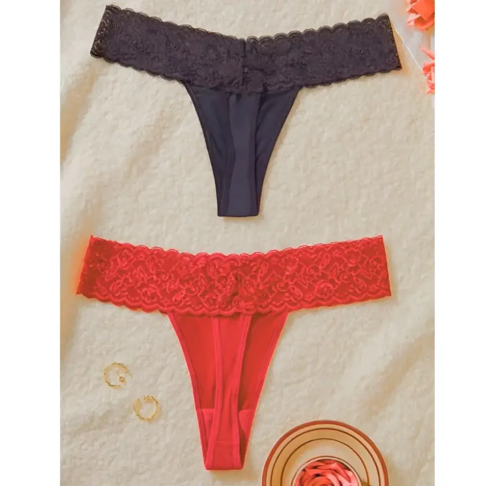 Kadın Dantelli Fantezi Tanga Külot 2’li Paket