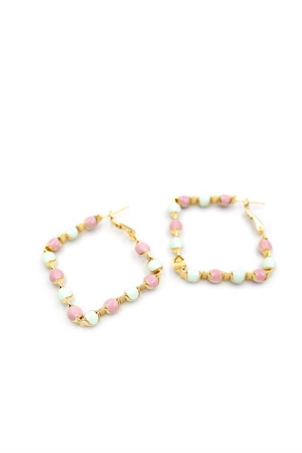 Mineli Halka Küpe - Pembe