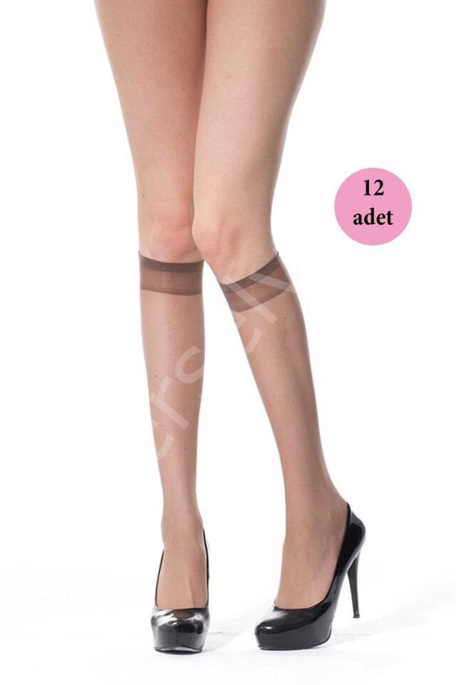 12 Adet İnce Dizaltı Çorap 20 denye 86 Vizon