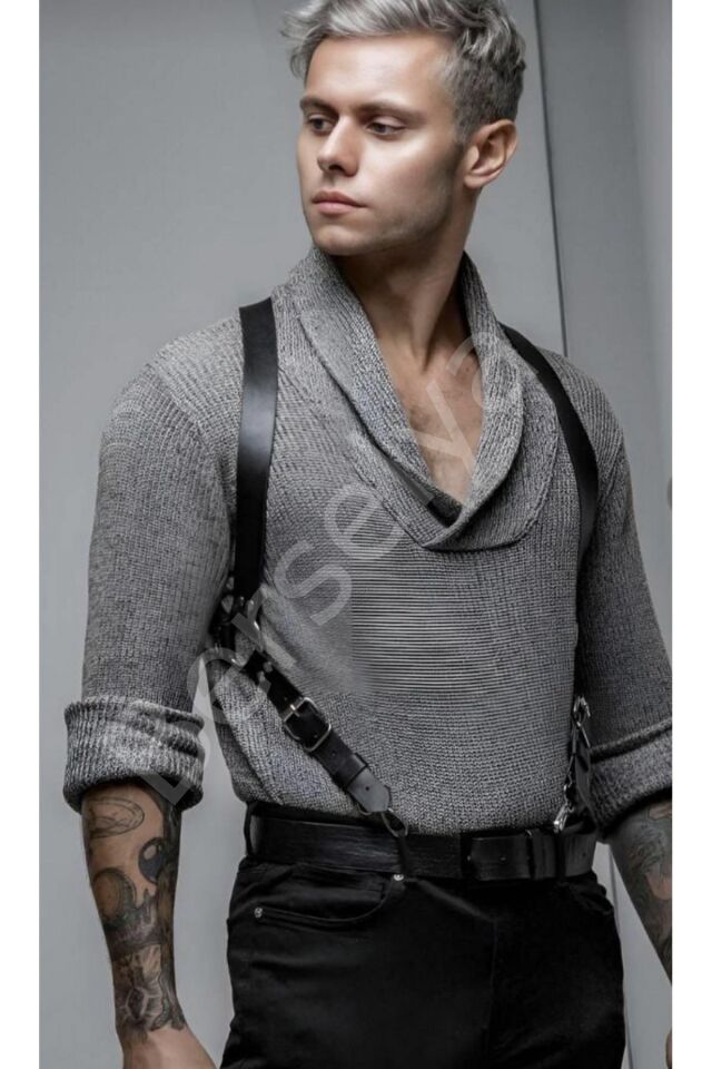 Erkek  Deri Omuz Bağlantılı Pantolon Askısı 800600