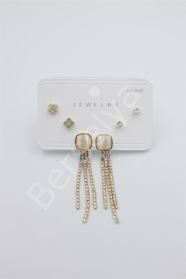 Çoklu Set Küpe - Altın