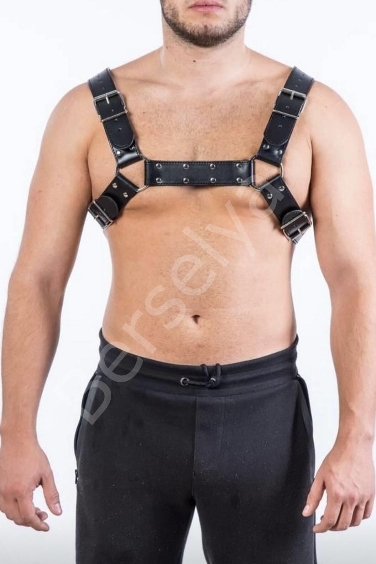 Erkek  Deri Omuz Detaylı Harness Aksesuar 800577