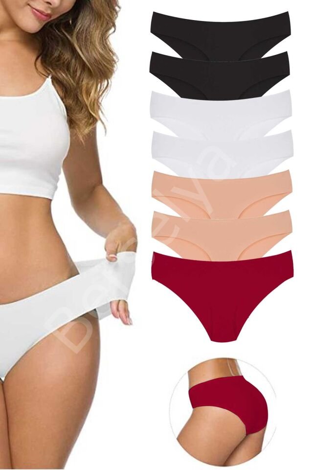 7 Adet Kadın Dikişsiz Lazer Kesim Esnek İz yapmayan Külot S11 L-XL