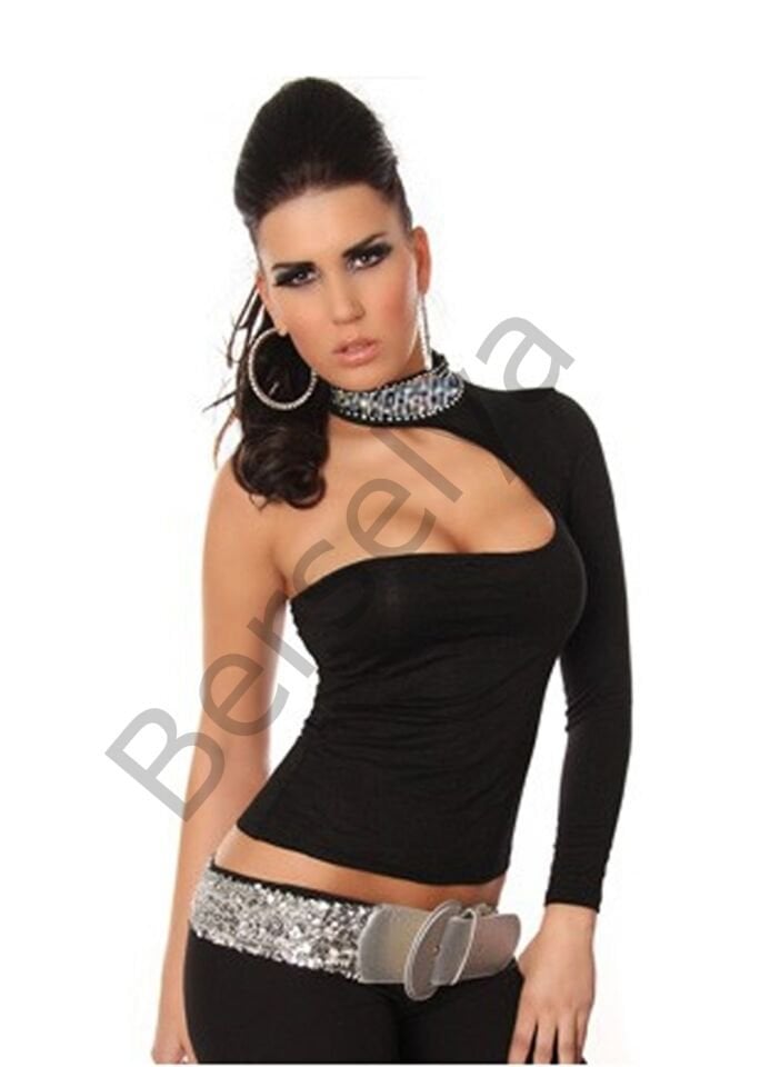 B101432 Pul Payet Aksesuarlı Bluz