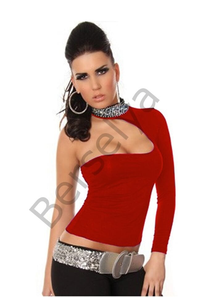 B101432 Pul Payet Aksesuarlı Bluz