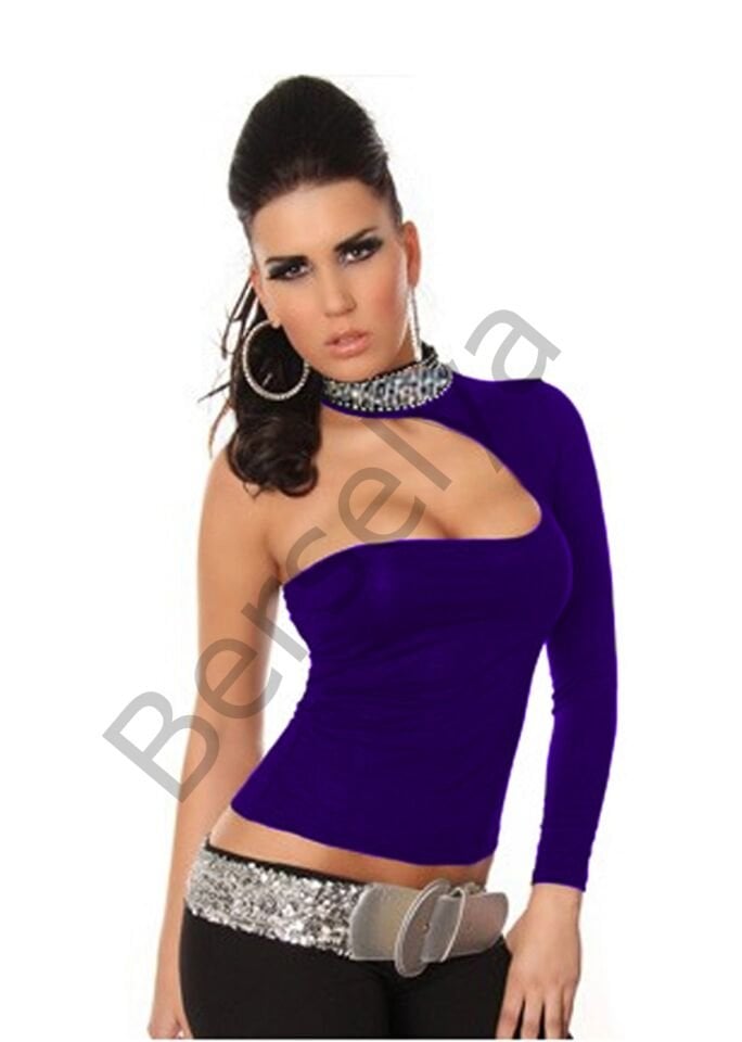 B101432 Pul Payet Aksesuarlı Bluz