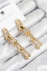 316L Çelik Sallantılı Tifany Model Gold Renk Kadın Küpe