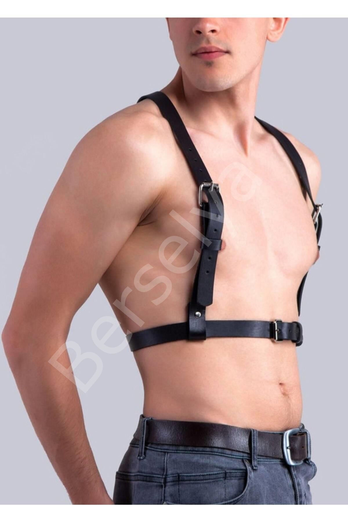 Erkek  Deri Omuz Detaylı Harness Aksesuar 800331