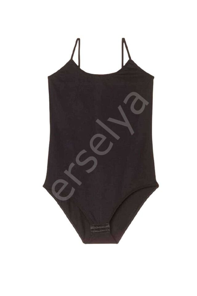 İp Askılı Kadın Çıtçıtlı Body Siyah