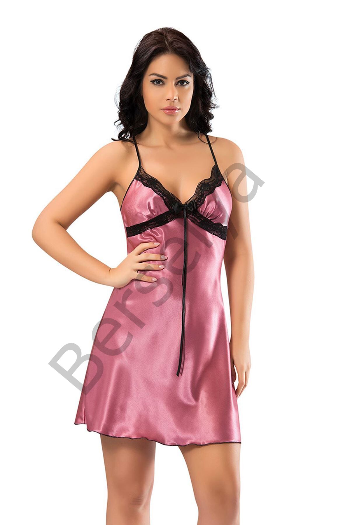 Gül Kurusu Saten Gecelik - M-367