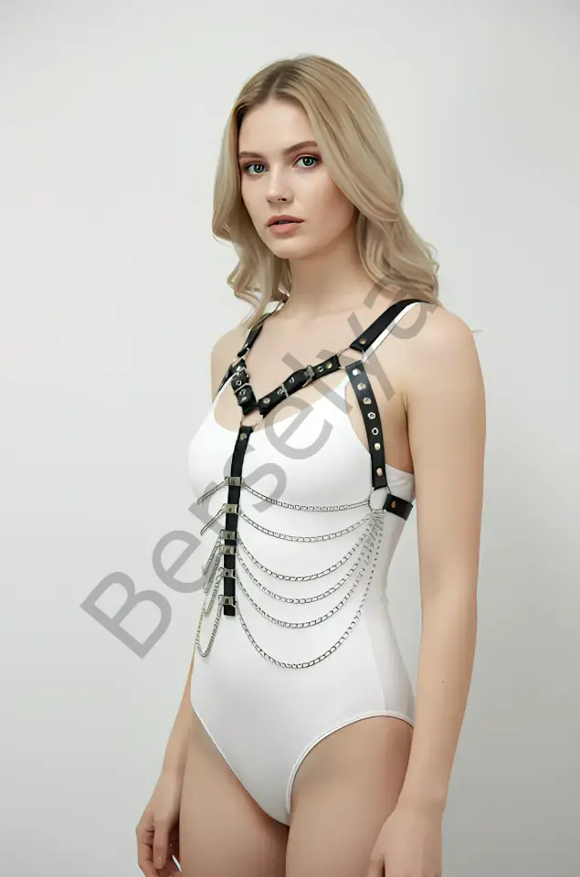 Büyük Beden Zincirli Göğüs Harness - Brf534_s2