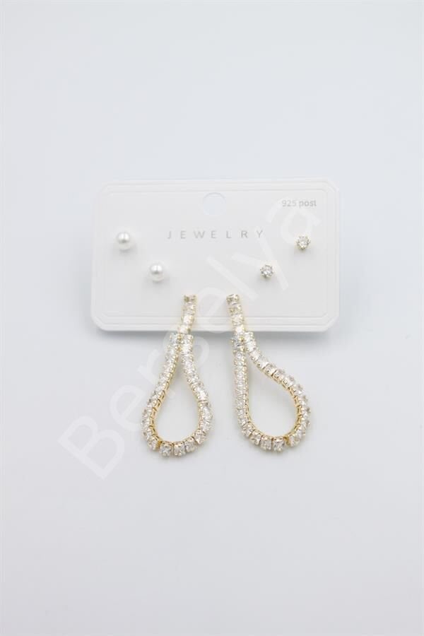 Çoklu Set Küpe - Altın