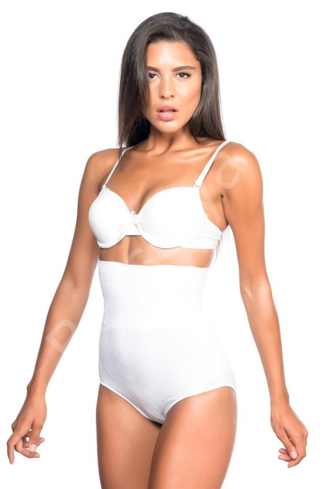 Beyaz Emay 2079 Yüksek Bel Desenli Double Slip Korse