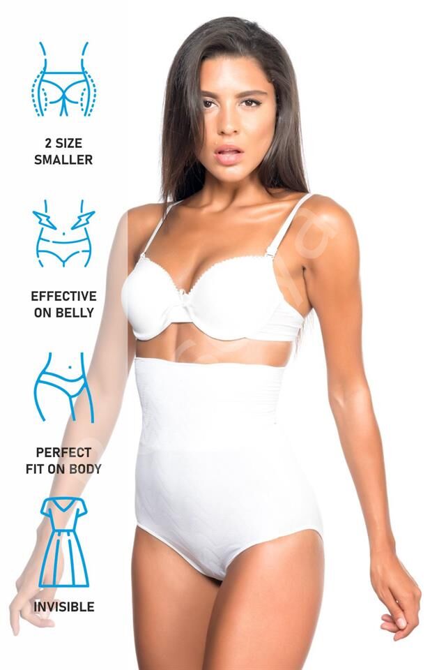 Beyaz Emay 2079 Yüksek Bel Desenli Double Slip Korse