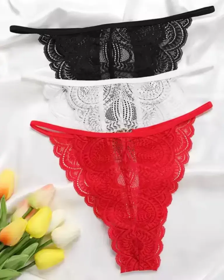 Kadın Dantel String Külot 3’lü Tanga Seti