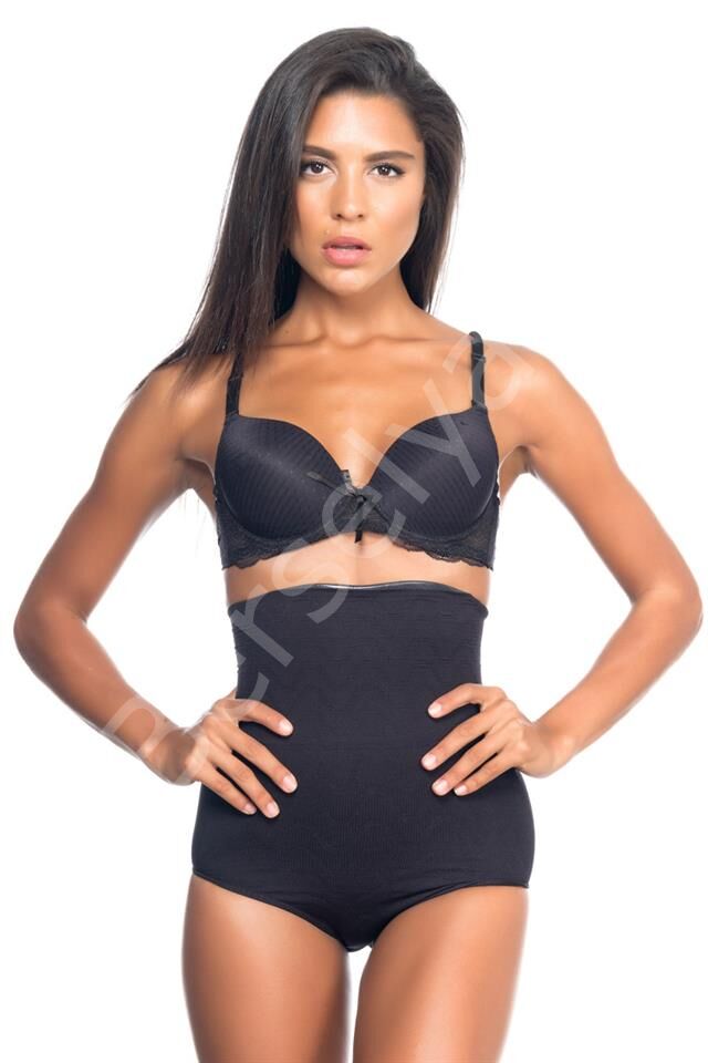 Siyah Emay 2079 Yüksek Bel Desenli Double Slip Korse
