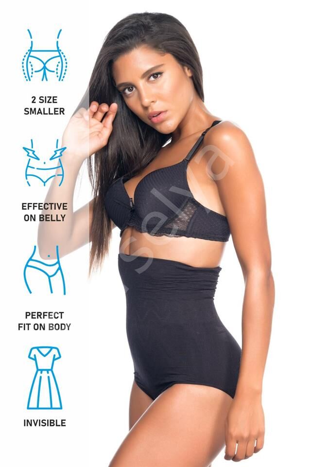 Siyah Emay 2079 Yüksek Bel Desenli Double Slip Korse