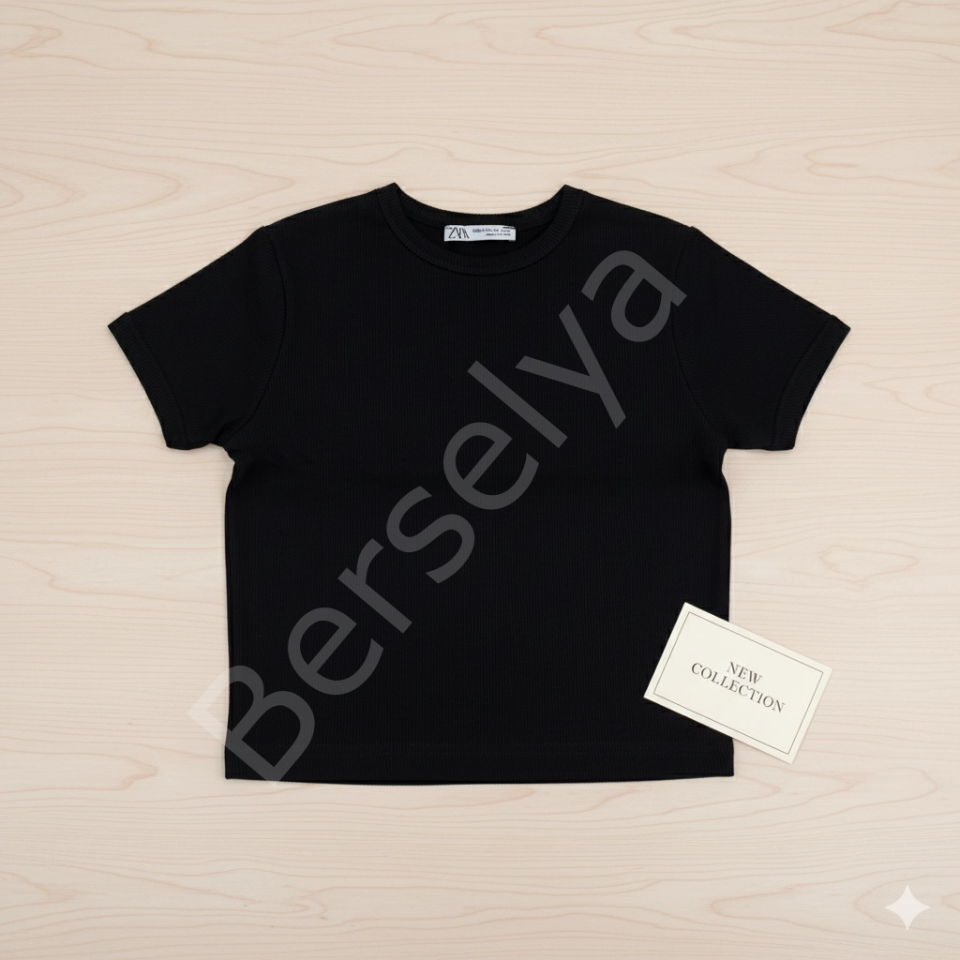 Crop Kısakollu Body Siyah Renk