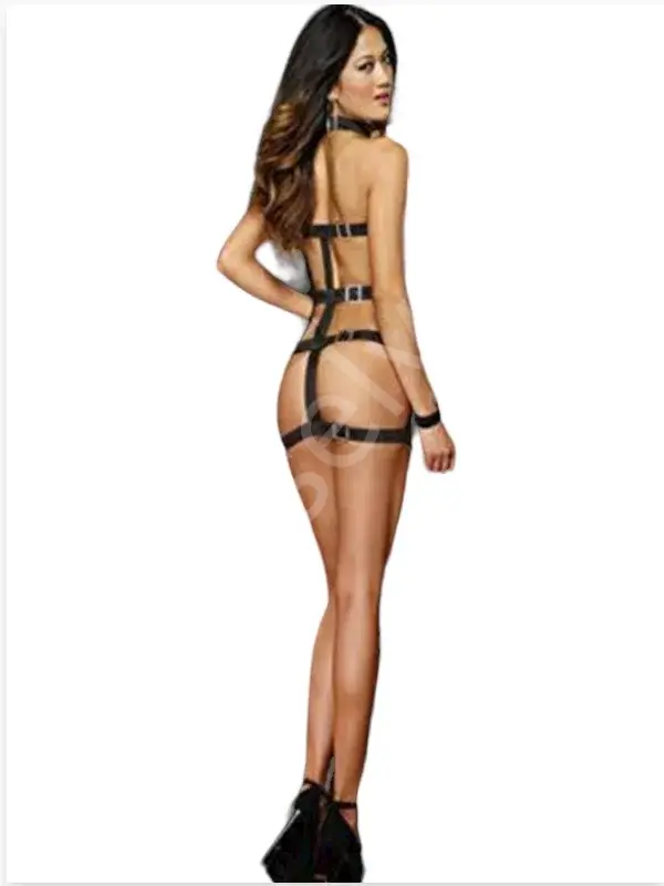 Fantezi Deri Tasmalı Seksi Elbise