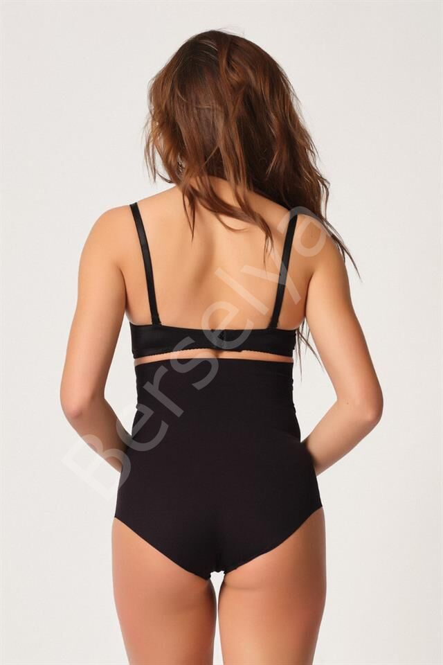 Siyah Emay 2708 Lazer Yüksek Bel Kesim Slip Korse