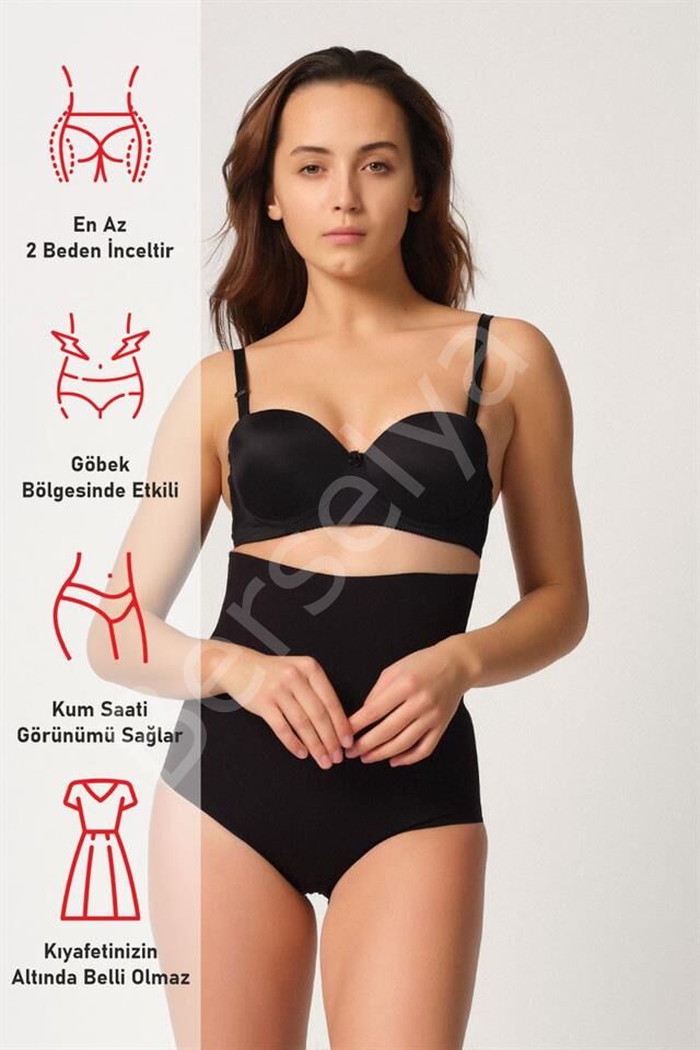 Siyah Emay 2708 Lazer Yüksek Bel Kesim Slip Korse