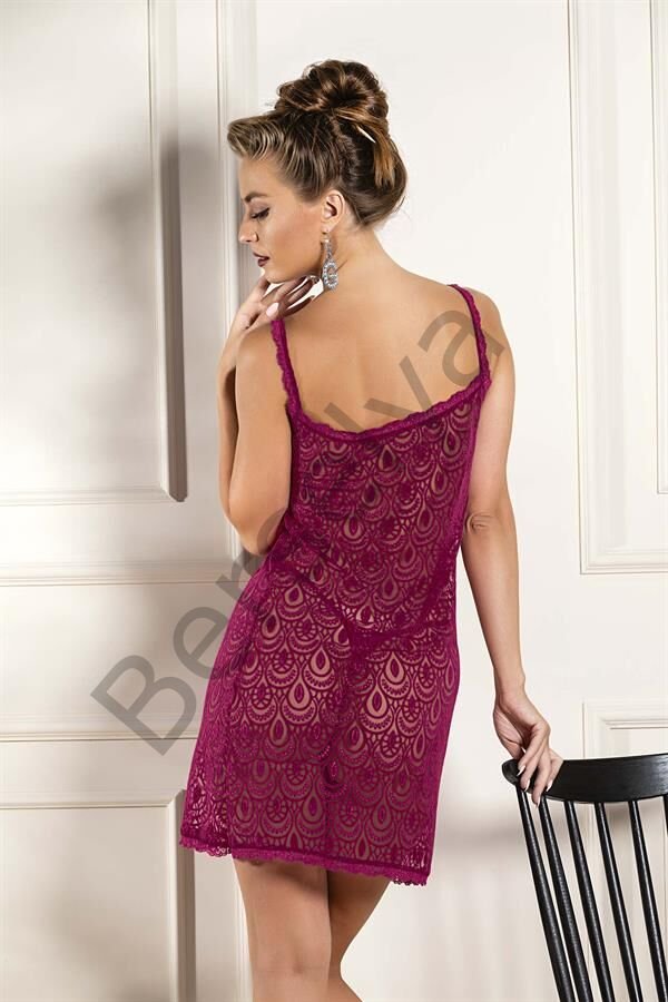 Devore Transparan Babydoll String Takım Bordo (31842)