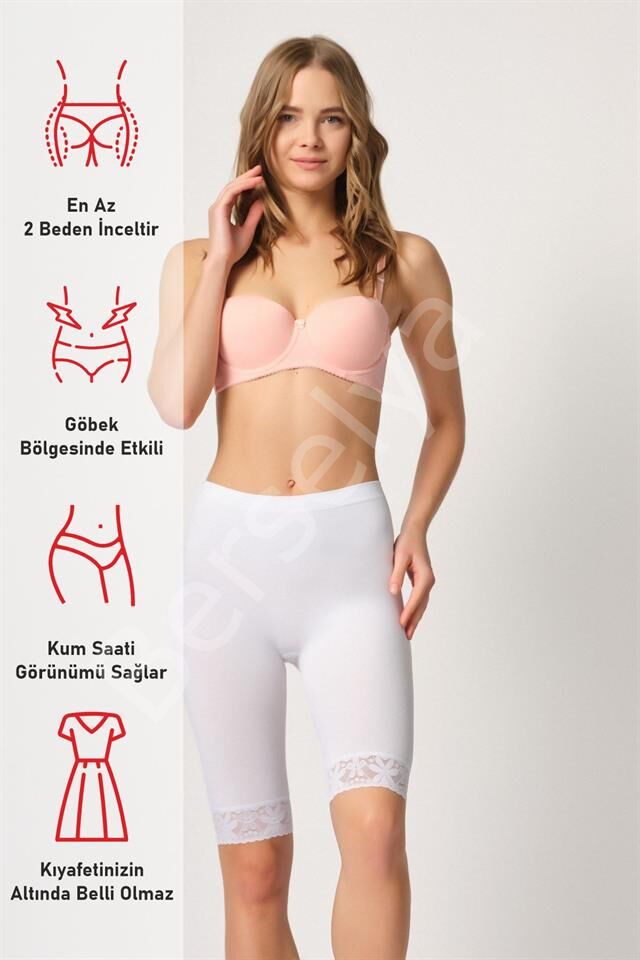 Beyaz Emay 3004 Soft Uzun Paça Dantel Boxer