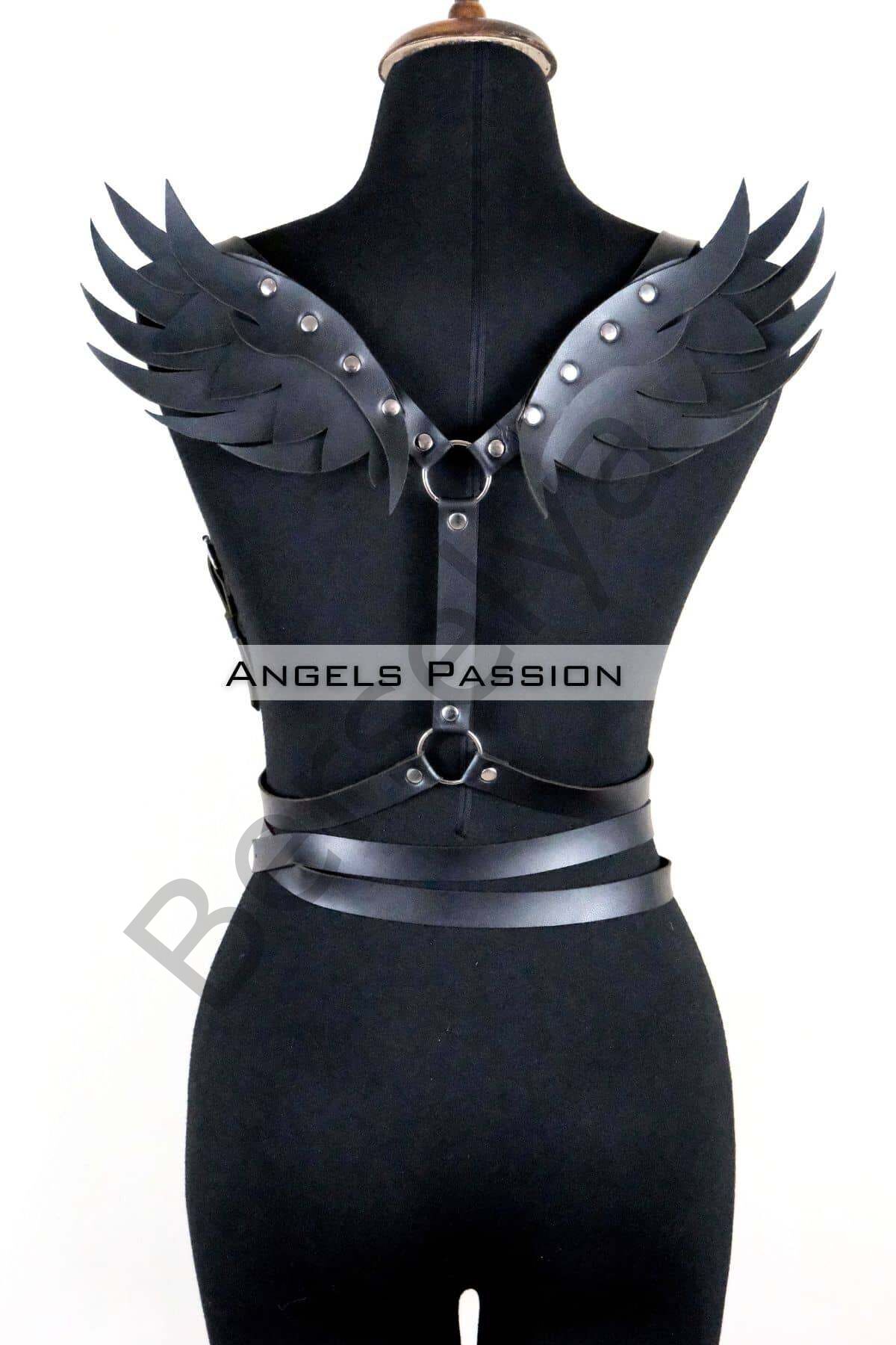 Kanatlı Detaylı Şık Göğüs Harness , Kanat Detaylı Deri Kemer - Brf1097