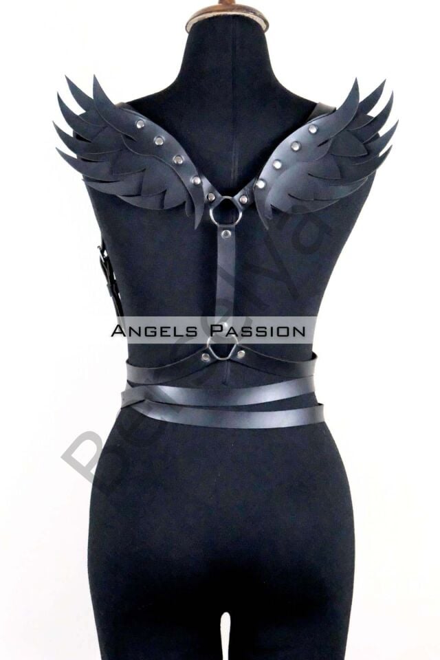Kanatlı Detaylı Şık Göğüs Harness , Kanat Detaylı Deri Kemer - Brf1097
