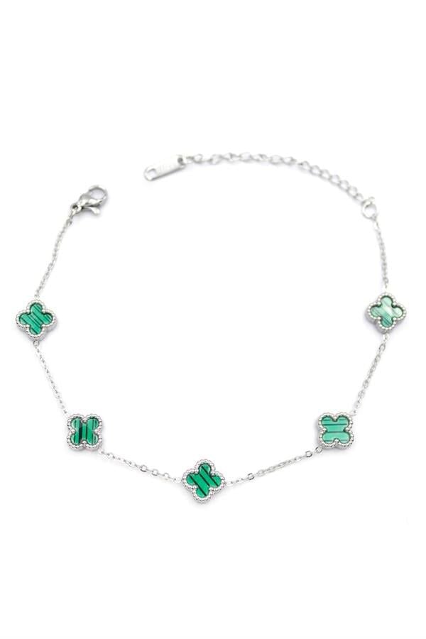 Gümüş VC Yonca Bileklik - Yeşil