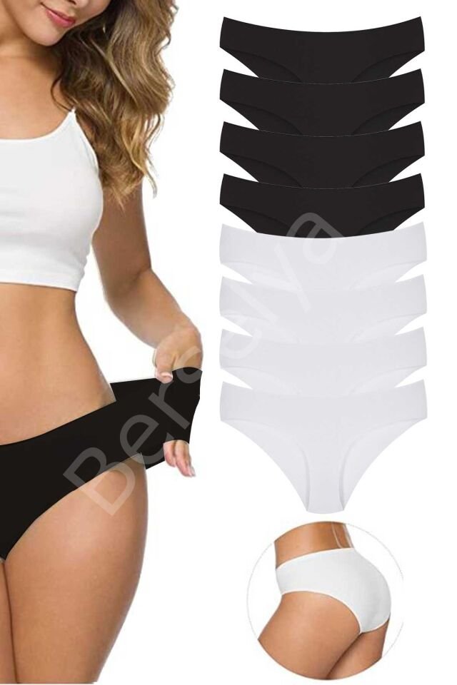 8 Adet Kadın Dikişsiz Lazer Kesim Esnek İz yapmayan Külot S1 XL-XXL