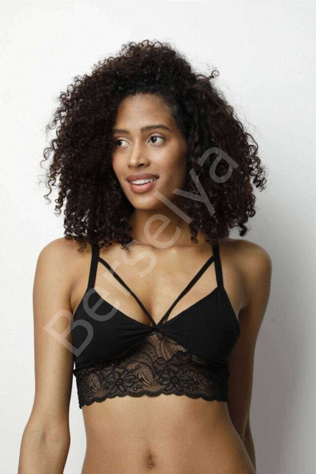 Kota Siyah Dantelli Büstiyer