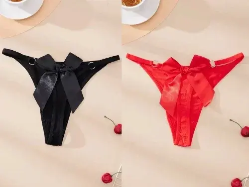 Kadın Fiyonk Ve Halka Detaylı Tanga Külot 2’li Set