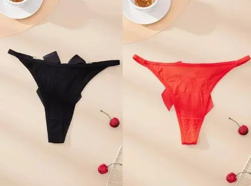 Kadın Fiyonk Ve Halka Detaylı Tanga Külot 2’li Set