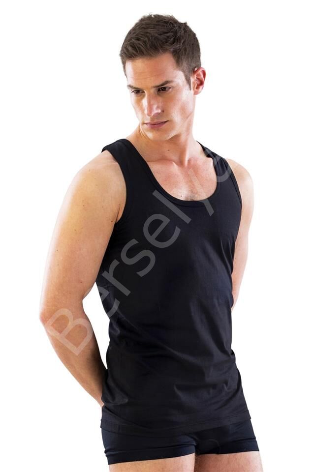 Siyah Emay 12210-r U Yaka Askılı Erkek  Atlet Renkli