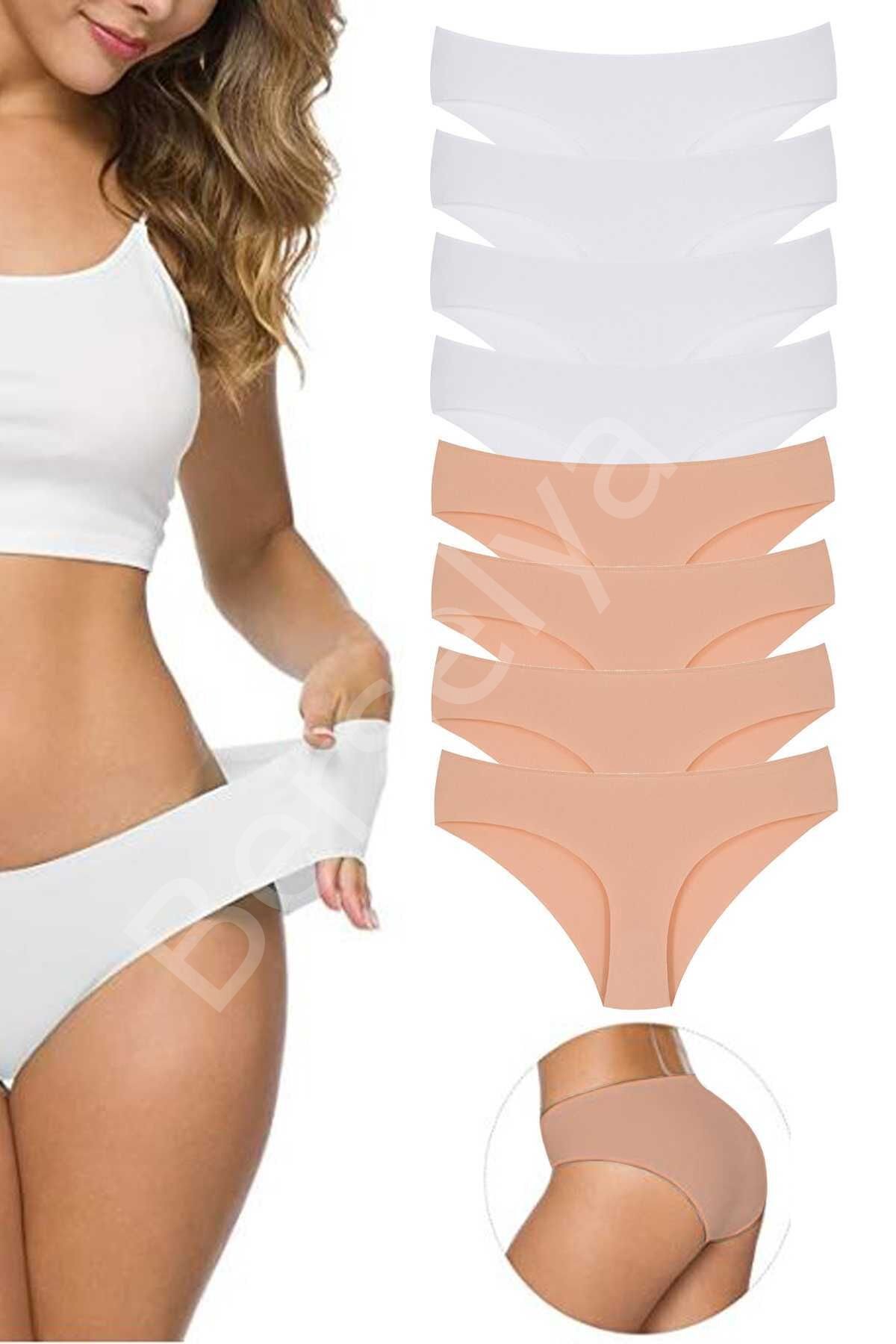 8 Adet Kadın Dikişsiz Lazer Kesim Esnek İz yapmayan Külot S3 XL-XXL