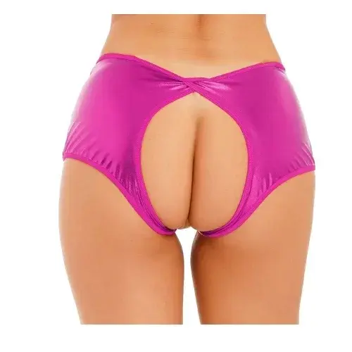 Kadın Pembe Parlak Görünümlü Açık Kesim Fantezi Külot