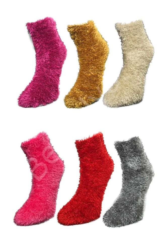 6 Adet Dikişsiz Tüylü Sıcak Tutan Ev Çorabı