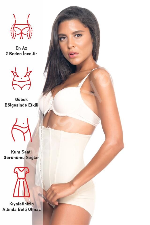 Ten Emay 2824 Yüksek Bel Balen Agraflı Slip Lazer Korse