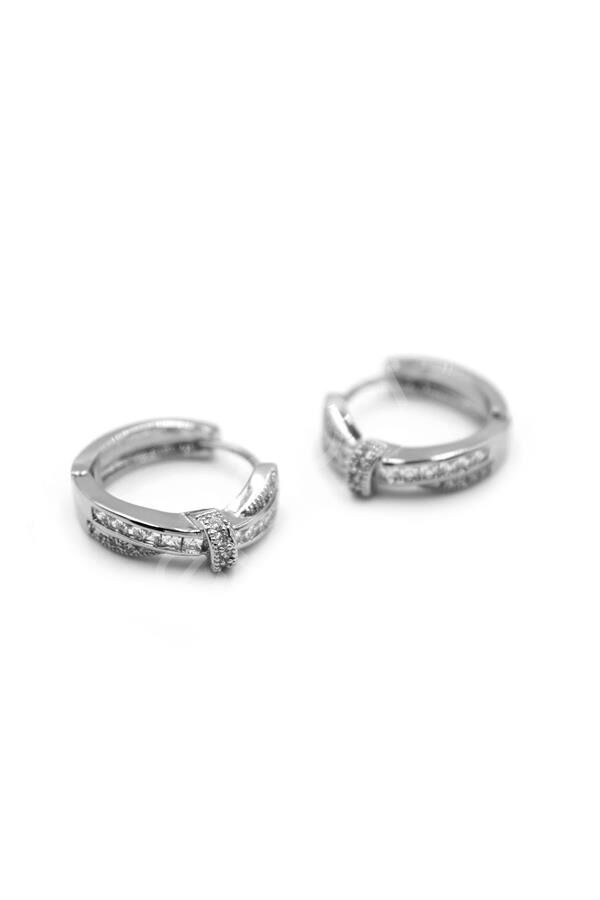 Taşlı Halka Küpe - Gümüş