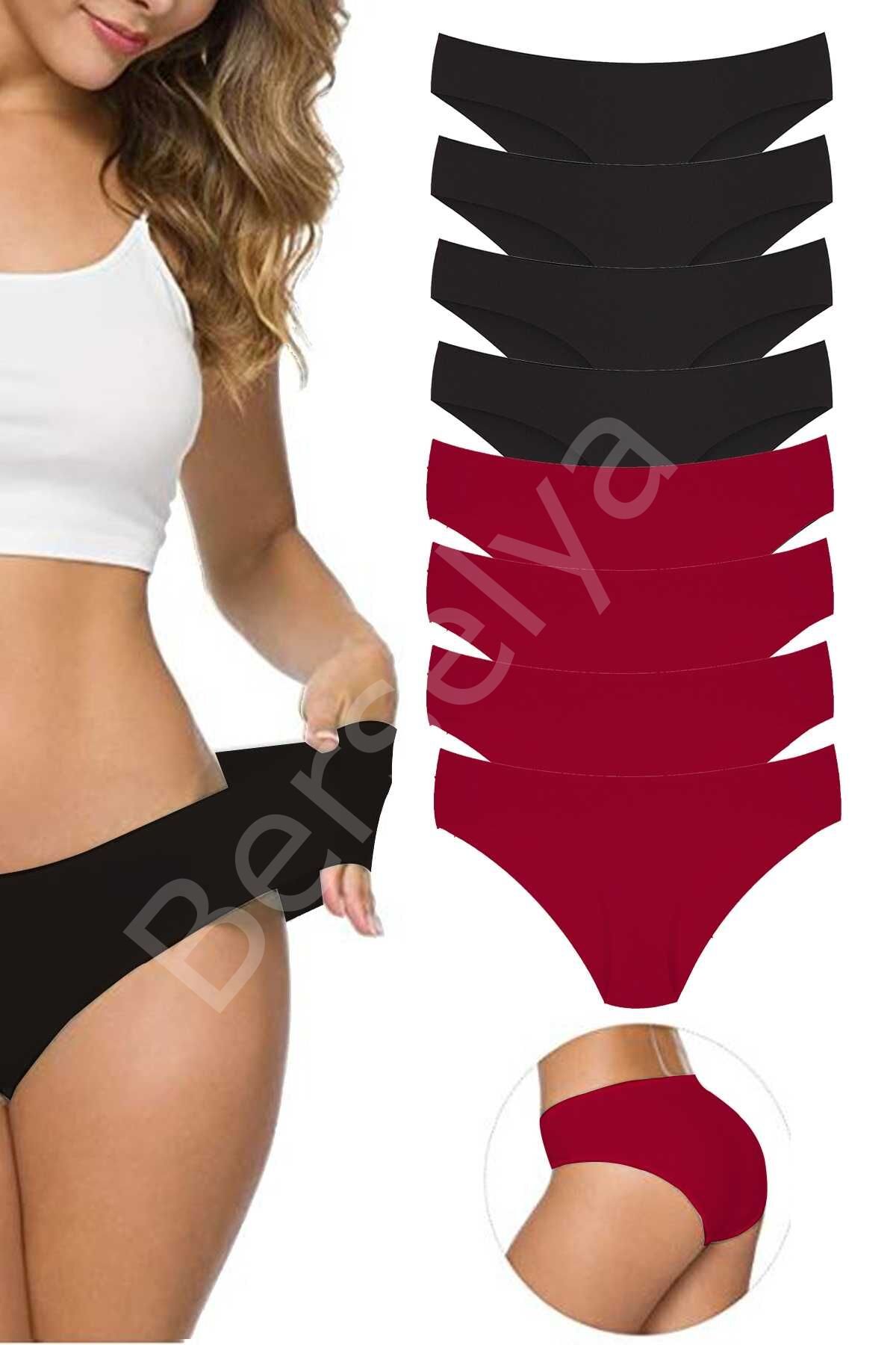 8 Adet Kadın Dikişsiz Lazer Kesim Esnek İz yapmayan Külot S4 XL-XXL