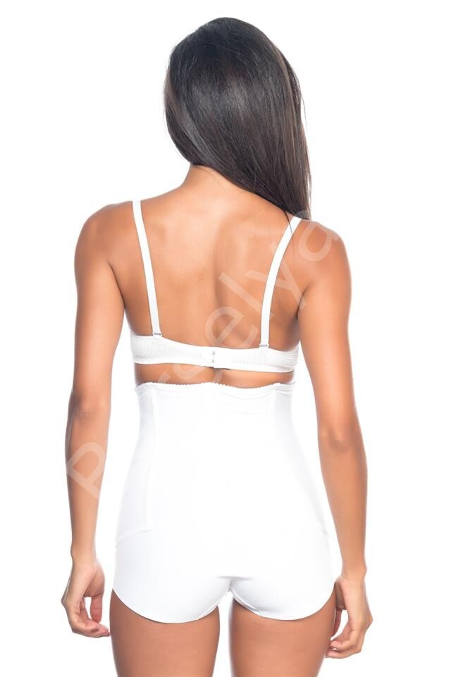 Beyaz Emay 2824 Yüksek Bel Balen Agraflı Slip Lazer Korse
