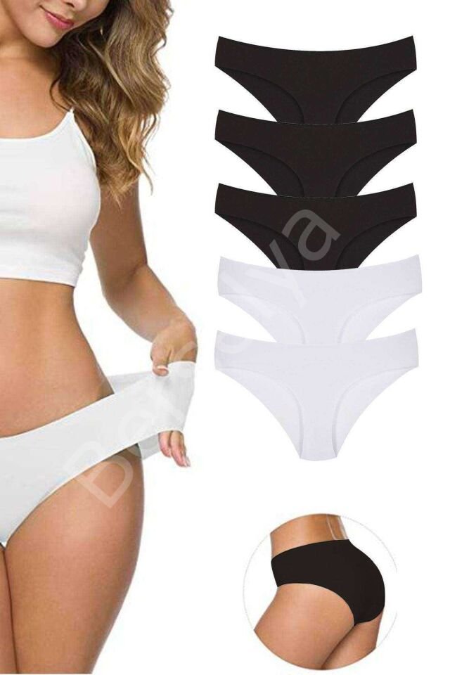 5 Adet Kadın Dikişsiz Lazer Kesim Esnek İz yapmayan Külot S1 XL-XXL