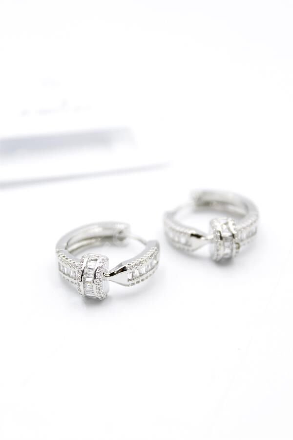 Taşlı Çivi Küpe - Gümüş